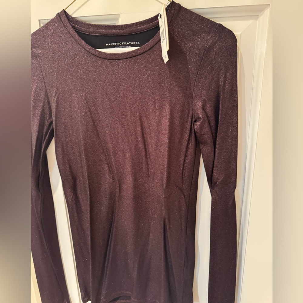 Shimmering Brown/Burgundy Majestic Filatures Long Sleeve Top